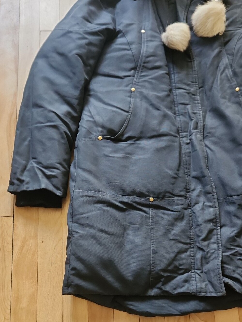 Moose Knuckles Navy Puffer Parka with Faux Fur Hood - Picture 3 of 16